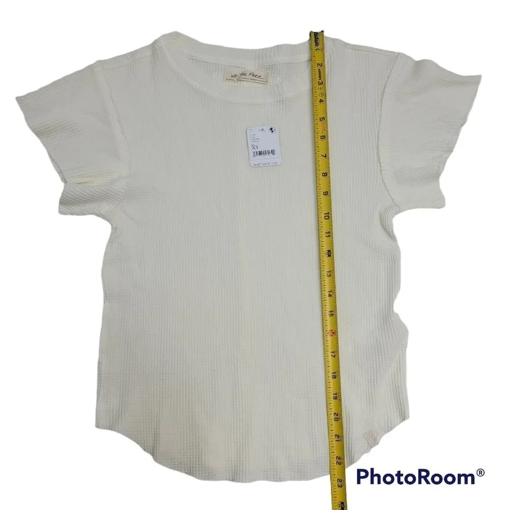 FREE PEOPLE What's Up Baby Cotton Waffle T-Shirt SIZE‎ XSMALL